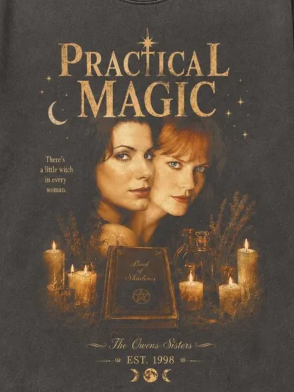 Comfort Colors Practical Magic Graphic Tee - Charcoal with Gold - Picture 2 of 3